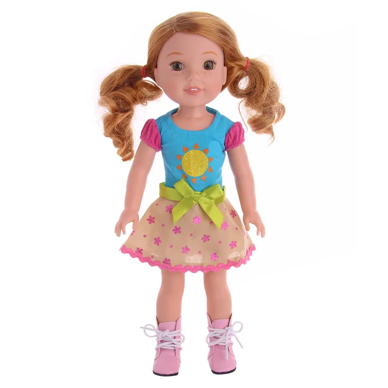 Doll Clothes Suit With Window Box For 14.5 Inch American Wellie Wishers Ice Cream Cart Our Generation Girl`S Toy