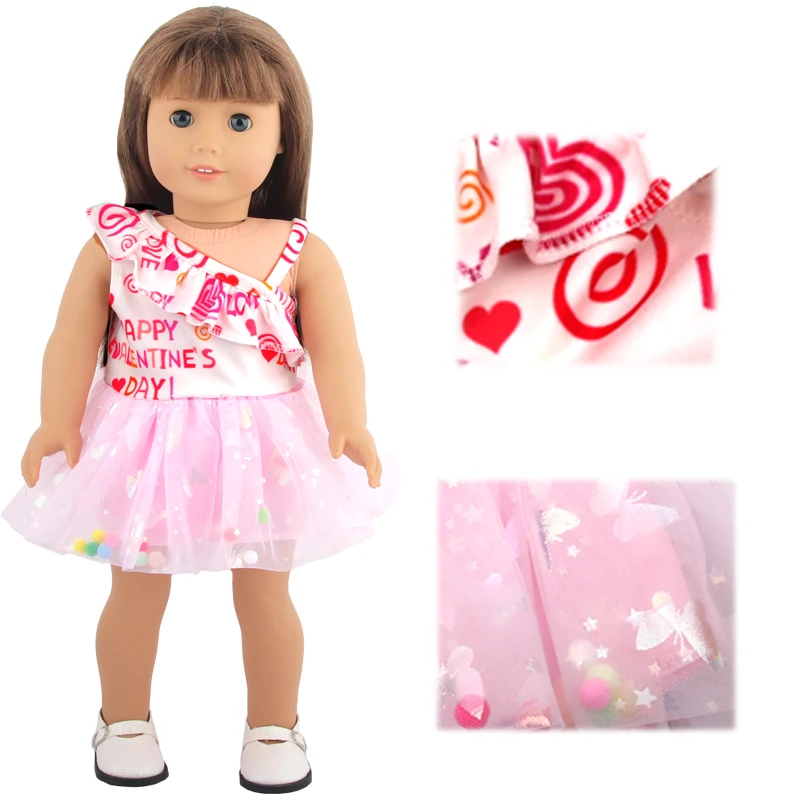 New Cute Love Dress For 43cm Baby New Born Doll Cat Clothes Skirt For American 18 Inch Girl,Our Generation,DIY,Doll Festival