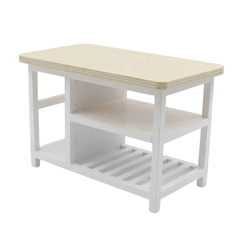 1/12 Doll House Furniture Miniature Wooden Console Table Cabinet Kitchen Room Sideboard Bathroom Living Room Shelf For Dollhouse