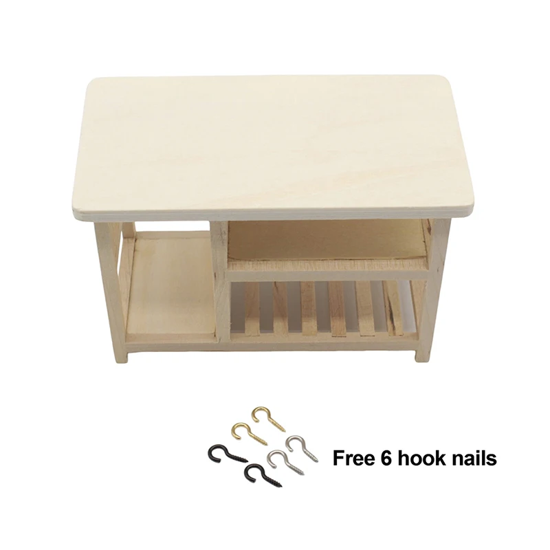 1/12 Doll House Furniture Miniature Wooden Console Table Cabinet Kitchen Room Sideboard Bathroom Living Room Shelf For Dollhouse