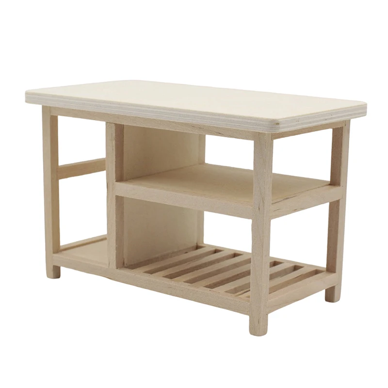 1/12 Doll House Furniture Miniature Wooden Console Table Cabinet Kitchen Room Sideboard Bathroom Living Room Shelf For Dollhouse