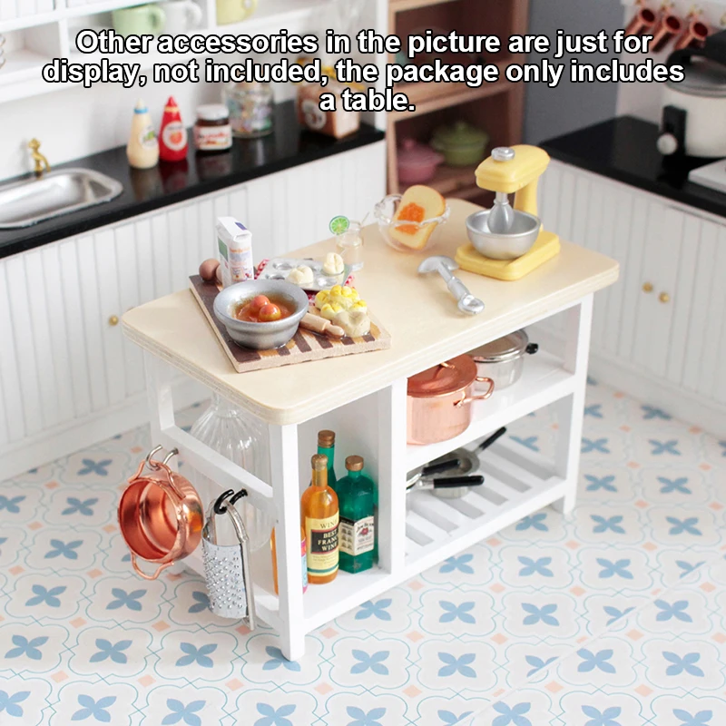 1/12 Doll House Furniture Miniature Wooden Console Table Cabinet Kitchen Room Sideboard Bathroom Living Room Shelf For Dollhouse