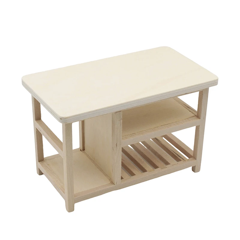 1/12 Doll House Furniture Miniature Wooden Console Table Cabinet Kitchen Room Sideboard Bathroom Living Room Shelf For Dollhouse
