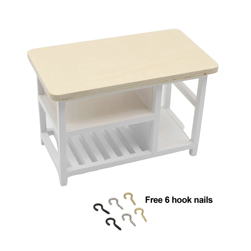 1/12 Doll House Furniture Miniature Wooden Console Table Cabinet Kitchen Room Sideboard Bathroom Living Room Shelf For Dollhouse
