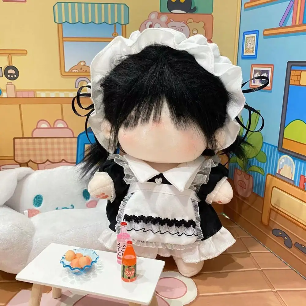 1Set 10/20cm Doll Clothes Maid Dress Headband Apron Kpop Plush Dolls Outfit Toys Handmade Doll's Accessories Doll Maid Suit