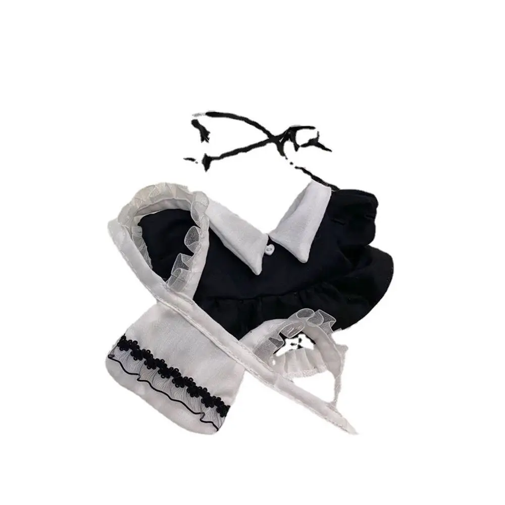 1Set 10/20cm Doll Clothes Maid Dress Headband Apron Kpop Plush Dolls Outfit Toys Handmade Doll's Accessories Doll Maid Suit