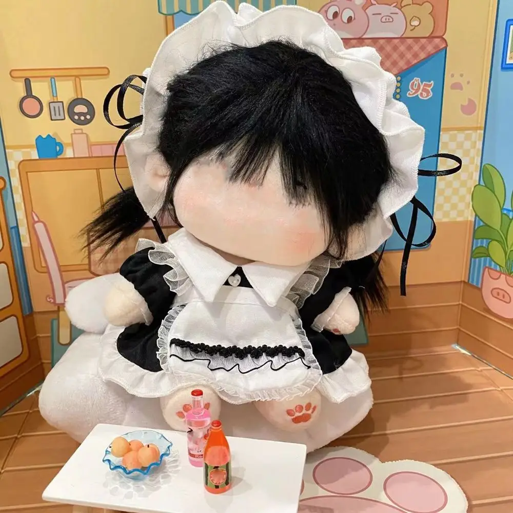 1Set 10/20cm Doll Clothes Maid Dress Headband Apron Kpop Plush Dolls Outfit Toys Handmade Doll's Accessories Doll Maid Suit
