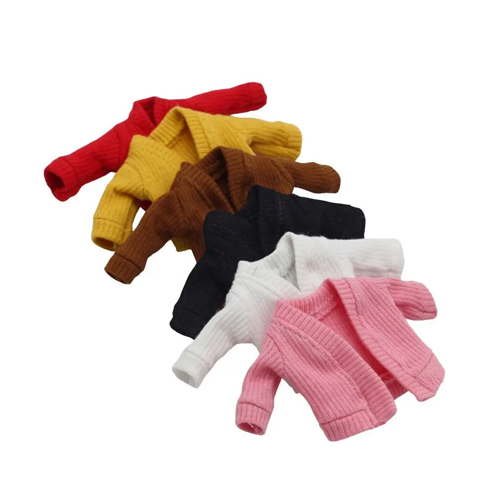 1/12 Doll Clothes Knitted Sweater Fashion Tops Candy Color Coat OB11 Clothes Handmade Casual Wear Dolls Accessories Kids Toys