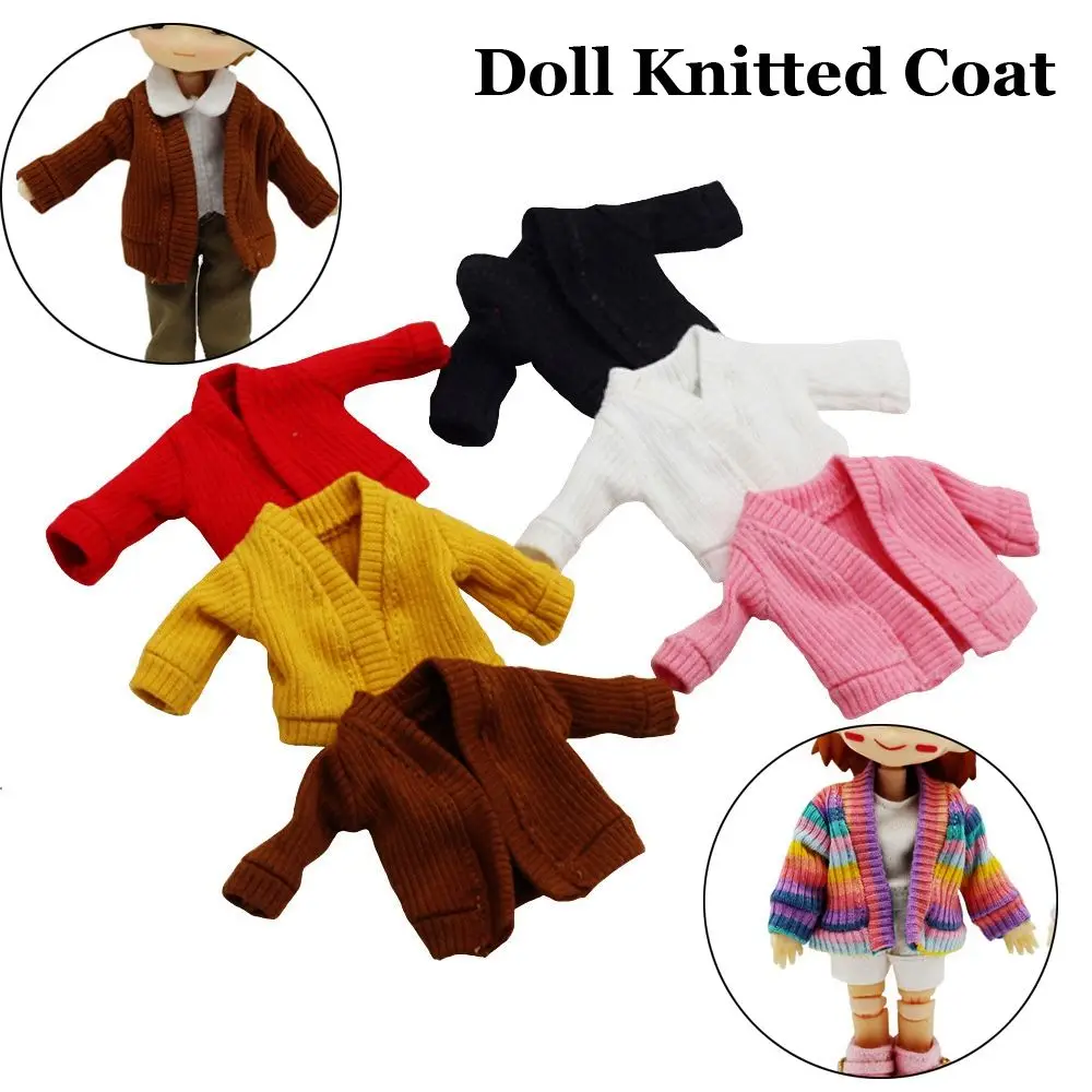 1/12 Doll Clothes Knitted Sweater Fashion Tops Candy Color Coat OB11 Clothes Handmade Casual Wear Dolls Accessories Kids Toys