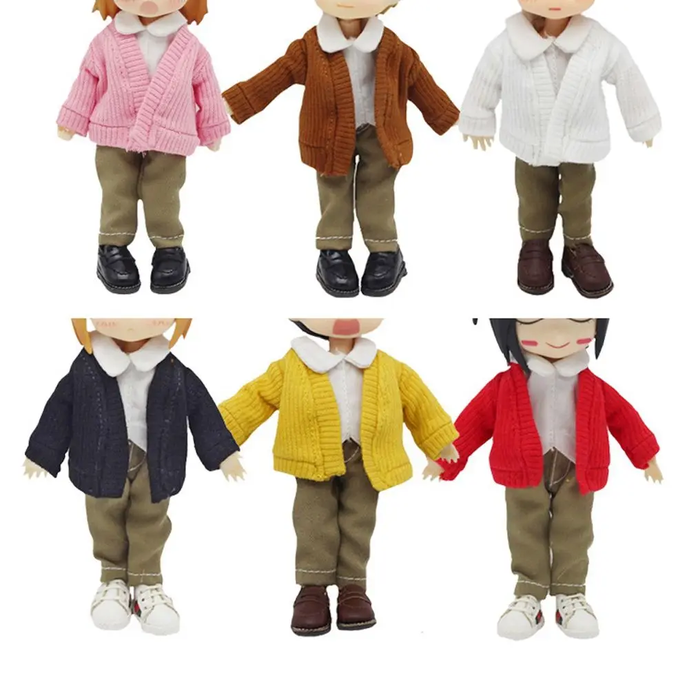 1/12 Doll Clothes Knitted Sweater Fashion Tops Candy Color Coat OB11 Clothes Handmade Casual Wear Dolls Accessories Kids Toys