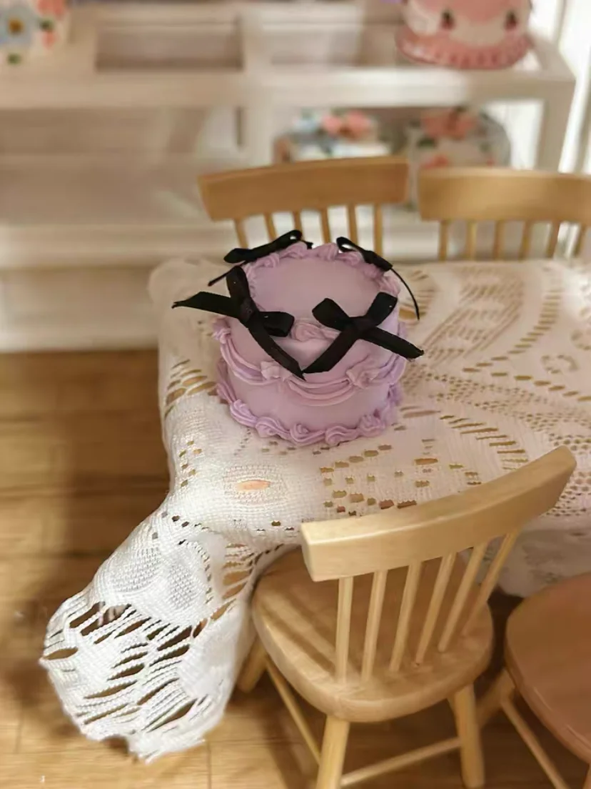 DollHouse diy accessories Clay sculpture cake Cartoon Shark Flower cake miniature birthday party decoration couple gift model