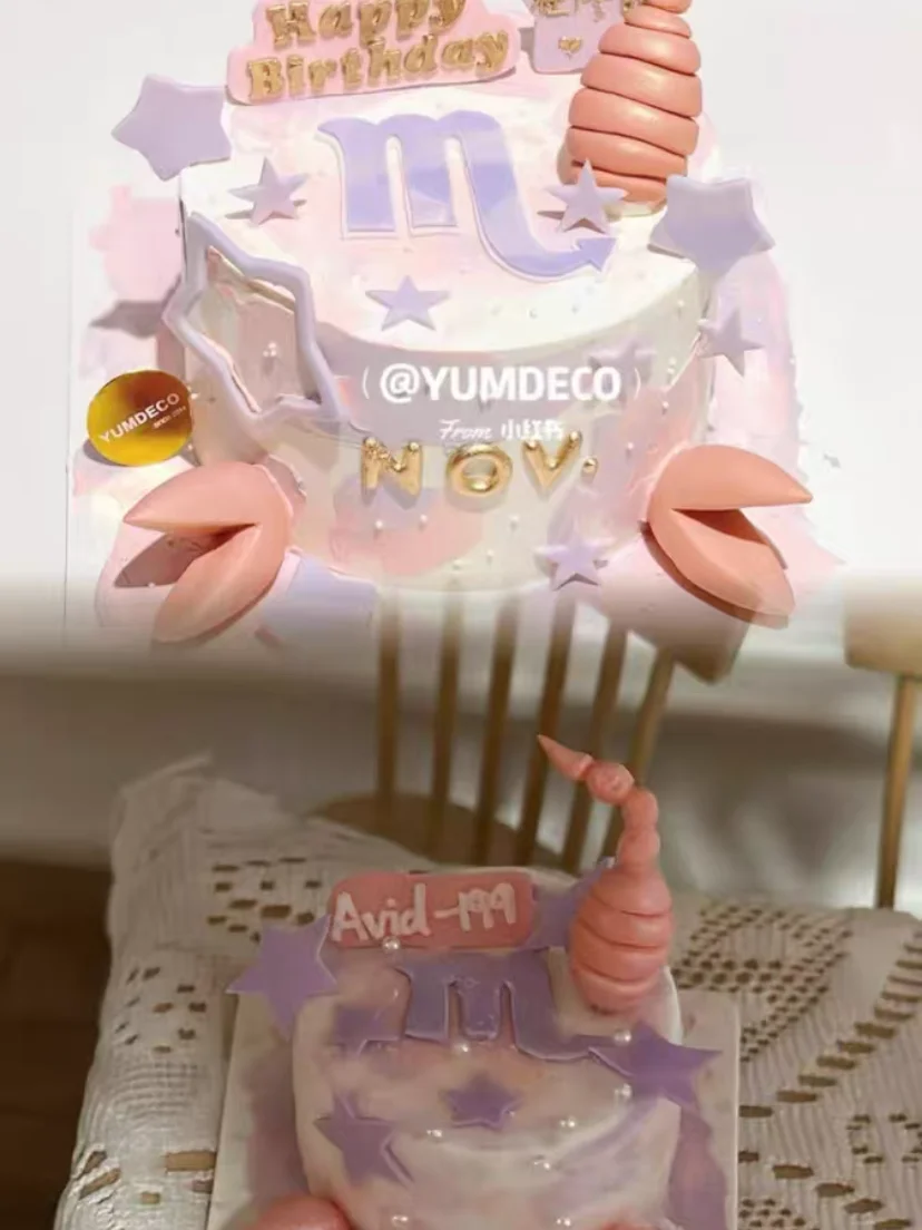 DollHouse diy accessories Clay sculpture cake Cartoon Shark Flower cake miniature birthday party decoration couple gift model