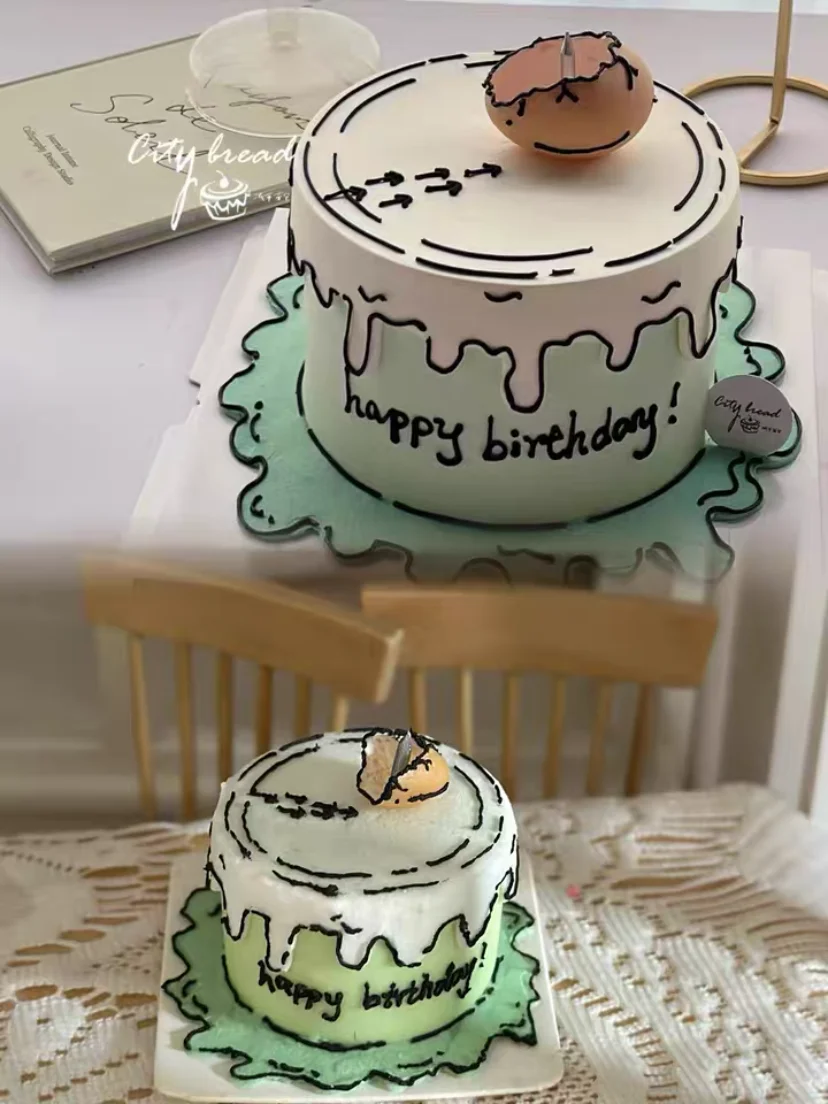 DollHouse diy accessories Clay sculpture cake Cartoon Shark Flower cake miniature birthday party decoration couple gift model