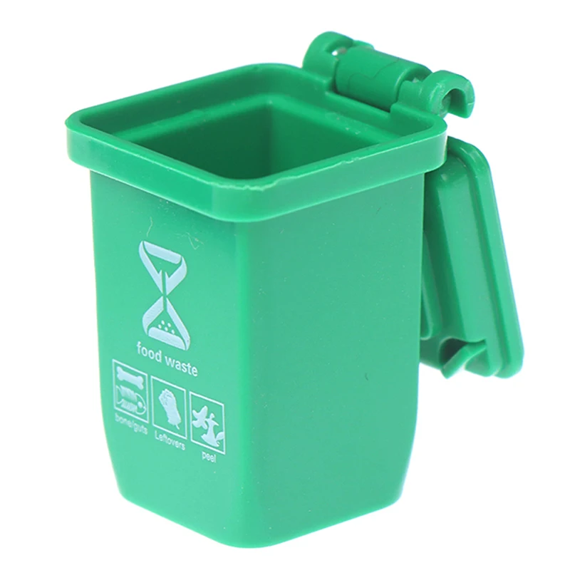 Simulation 1:12 Dollhouse Mini Trash Can Toy Garbage Truck Cans Curbside Vehicle Bin Toys Kid Simulation Furniture Toy Gift