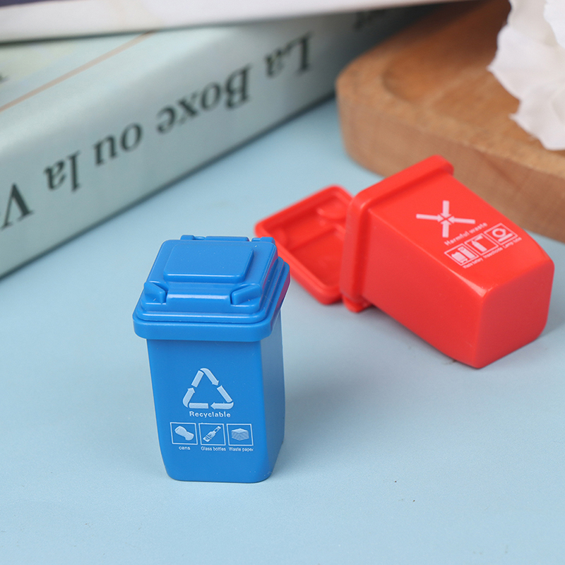 5pcs/set 1:12 Dollhouse Miniature Trash Can Model Furniture Accessories For Doll House Decor Kids Play Toys