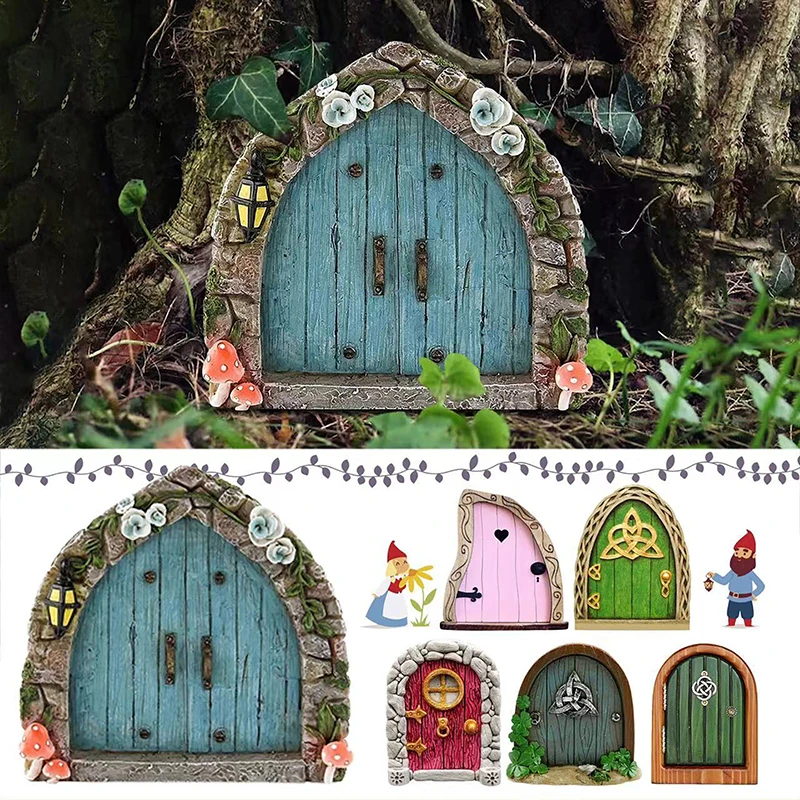 1Pc Miniature Dollhouse Fairy Door Home Mini Arch Window Door Mouse Hole Decoration Outdoor Garden Sculpture Elf Craft Decor