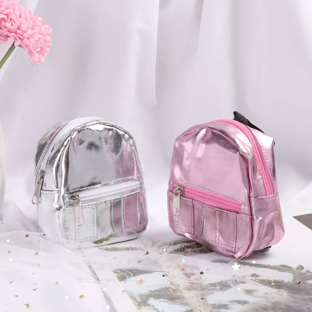 Fashion PU Glitter Pink Silver Mini Knapsack for 18 inches Girl Doll Backpack Doll Bag Dolls Accessories Kids Gift Children Toys