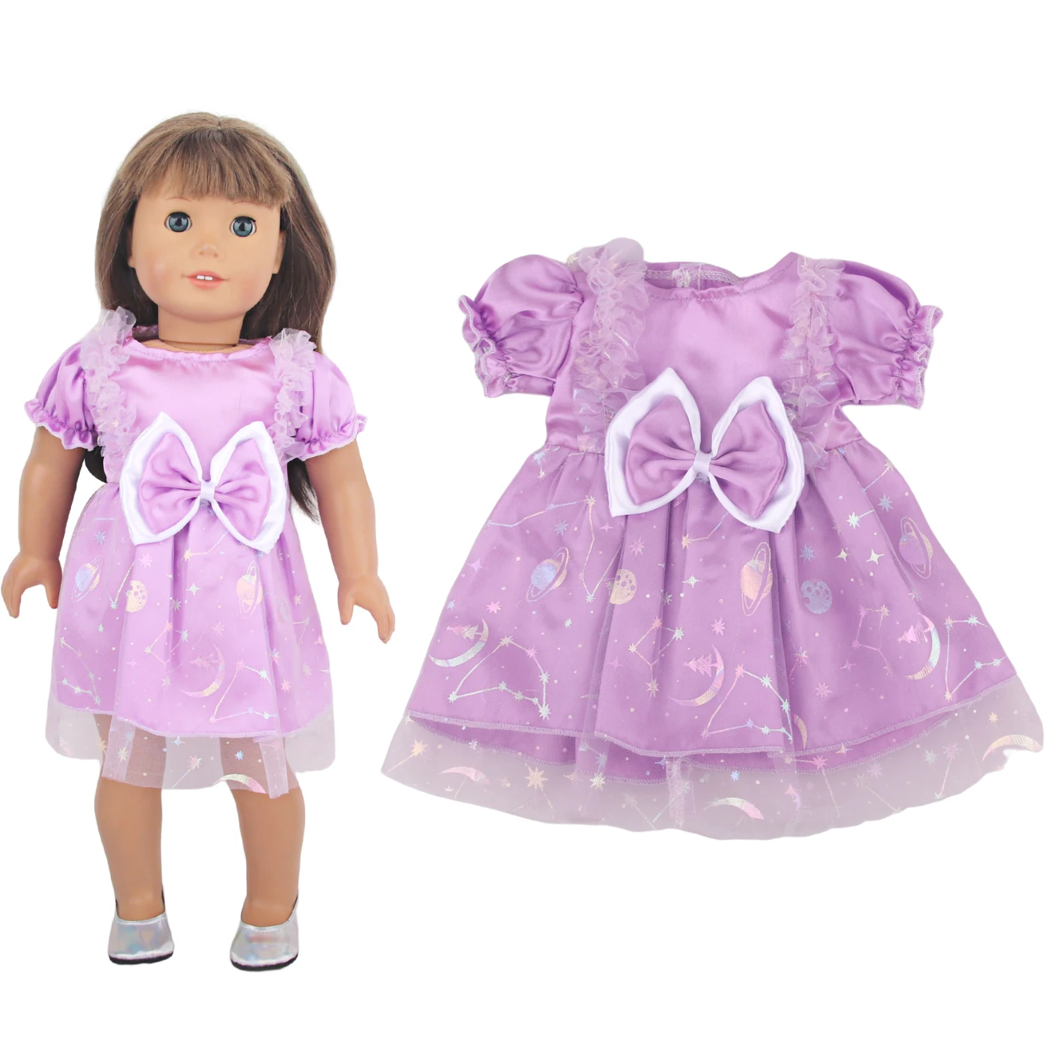 Lovely Princess Doll Dress Clothes For 43cm Baby New Born Doll Cute Bow Skirt For American 18 Inch&OG,Life Girl Dolls KId's Gift