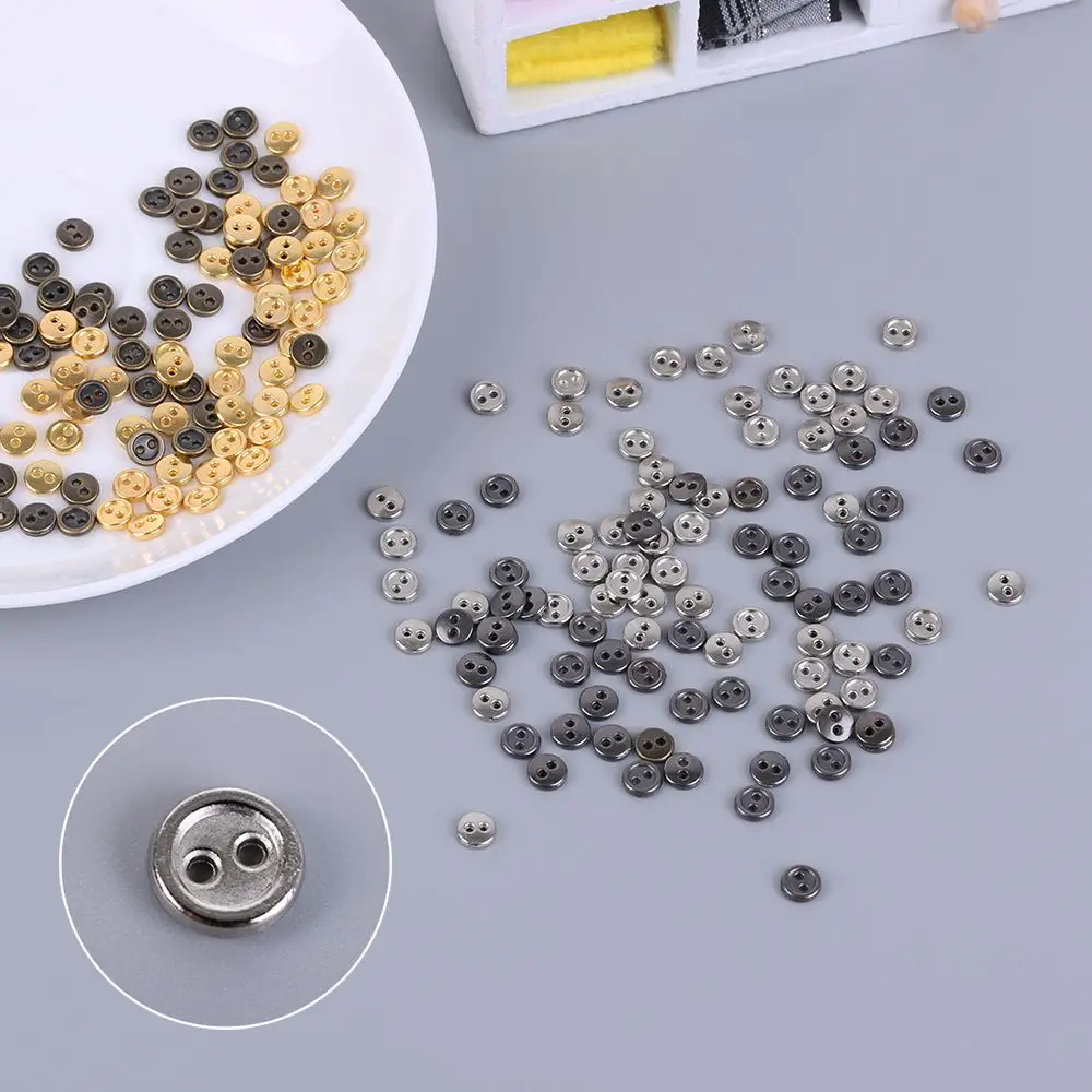 50PCS/Lot Mini Metal Buttons 3mm/4mm/5mm Handmade Buckle Cute DIY Doll Clothes Round Buttons Miniature Doll Clothes Accessories