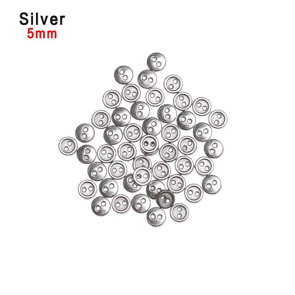50PCS/Lot Mini Metal Buttons 3mm/4mm/5mm Handmade Buckle Cute DIY Doll Clothes Round Buttons Miniature Doll Clothes Accessories