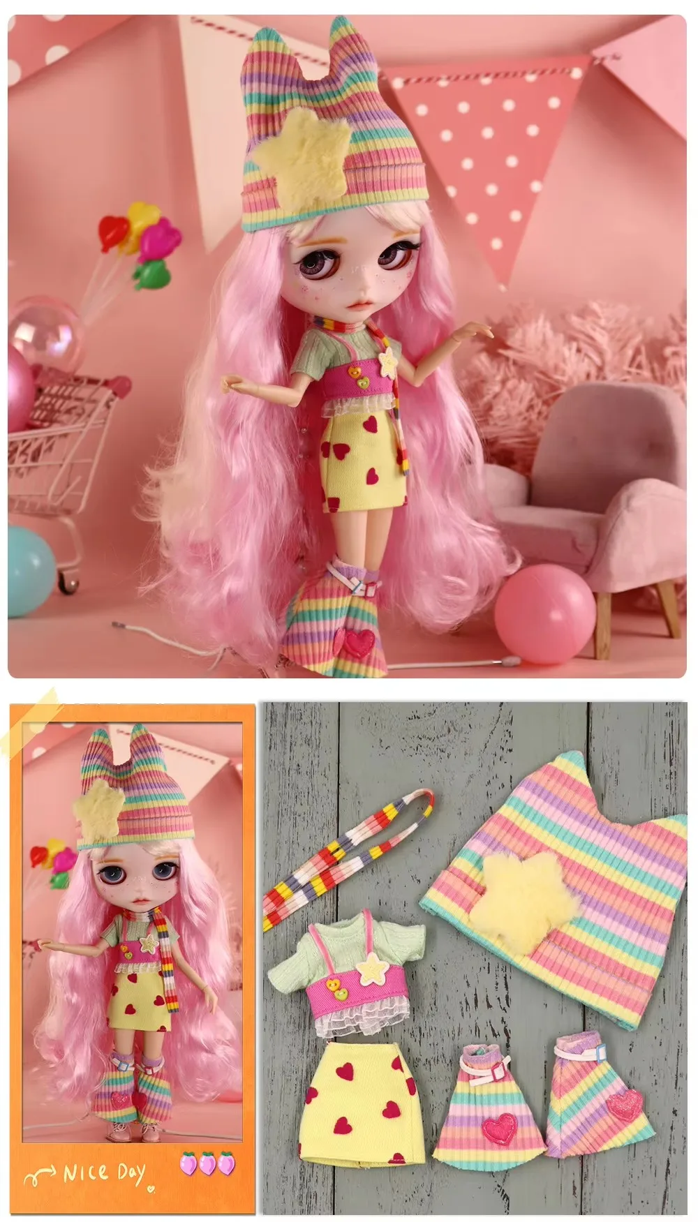 B Series Outfits for Blyth Doll Dress Cool Clothes Suit for 1/6 Azone BJD Icy Dbs