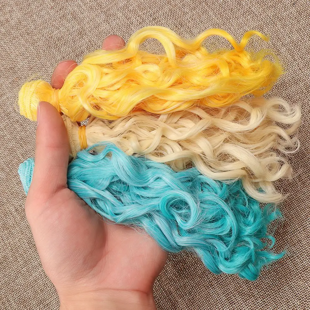 15*100cm Heat Resistant Fiber Curly Hair Piece for 1/3 1/4 1/6 1/12 Dolls DIY Hair Wigs Handmade Hair Wefts Doll Accessories