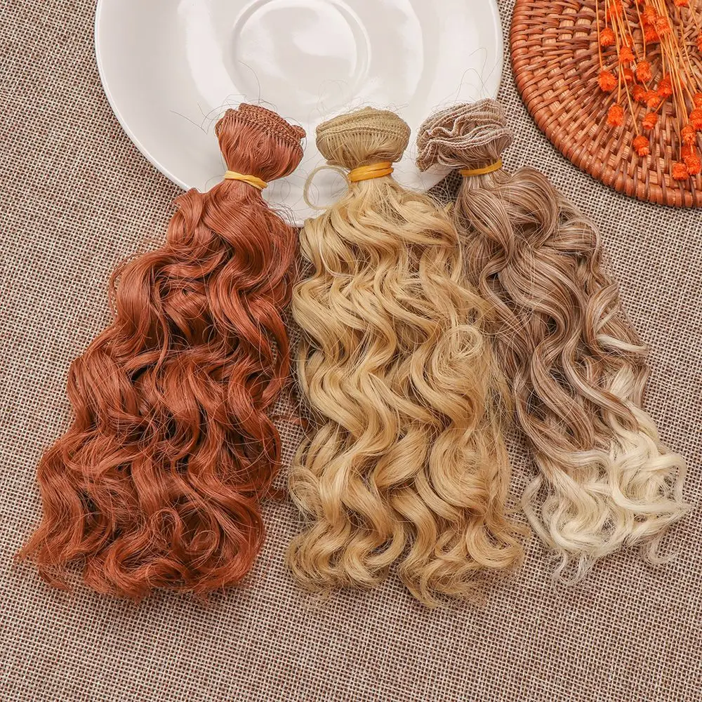 15*100cm Heat Resistant Fiber Curly Hair Piece for 1/3 1/4 1/6 1/12 Dolls DIY Hair Wigs Handmade Hair Wefts Doll Accessories