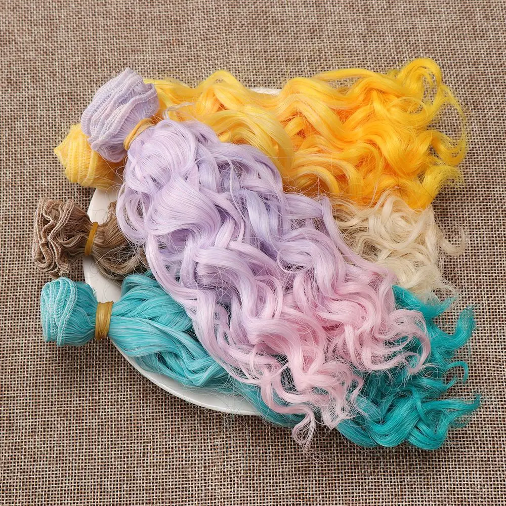 15*100cm Heat Resistant Fiber Curly Hair Piece for 1/3 1/4 1/6 1/12 Dolls DIY Hair Wigs Handmade Hair Wefts Doll Accessories