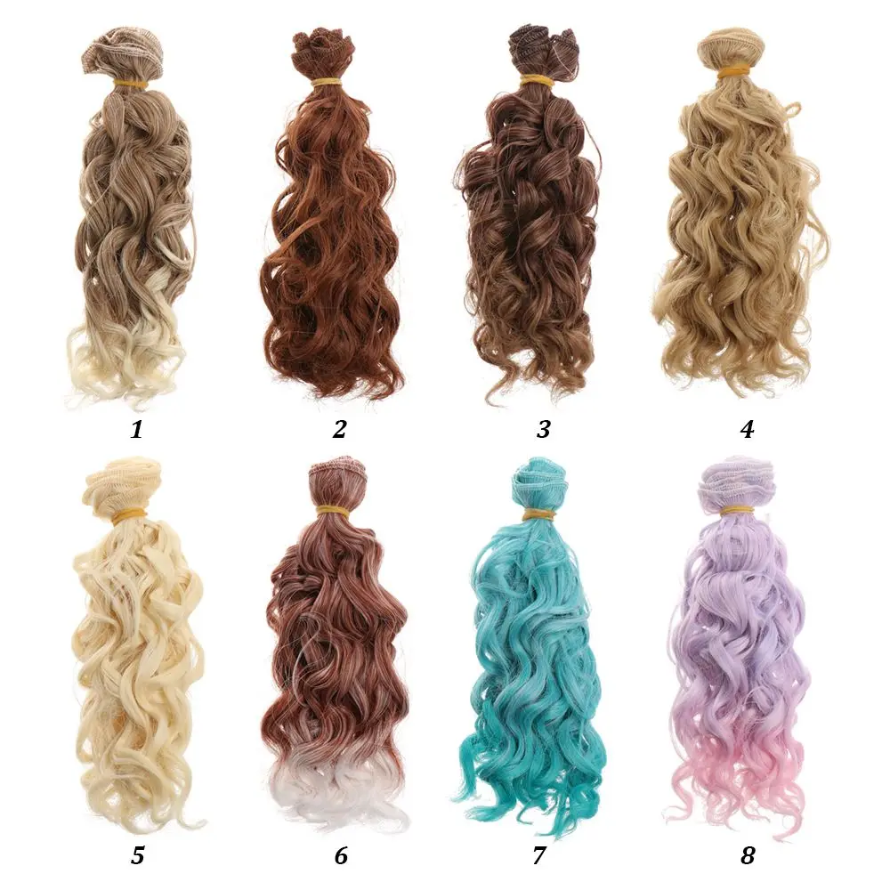 15*100cm Heat Resistant Fiber Curly Hair Piece for 1/3 1/4 1/6 1/12 Dolls DIY Hair Wigs Handmade Hair Wefts Doll Accessories