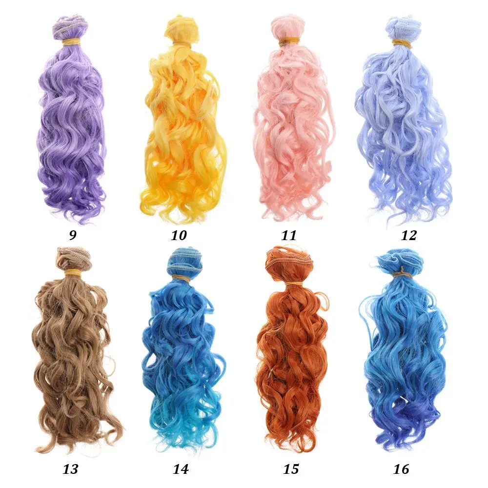 15*100cm Heat Resistant Fiber Curly Hair Piece for 1/3 1/4 1/6 1/12 Dolls DIY Hair Wigs Handmade Hair Wefts Doll Accessories