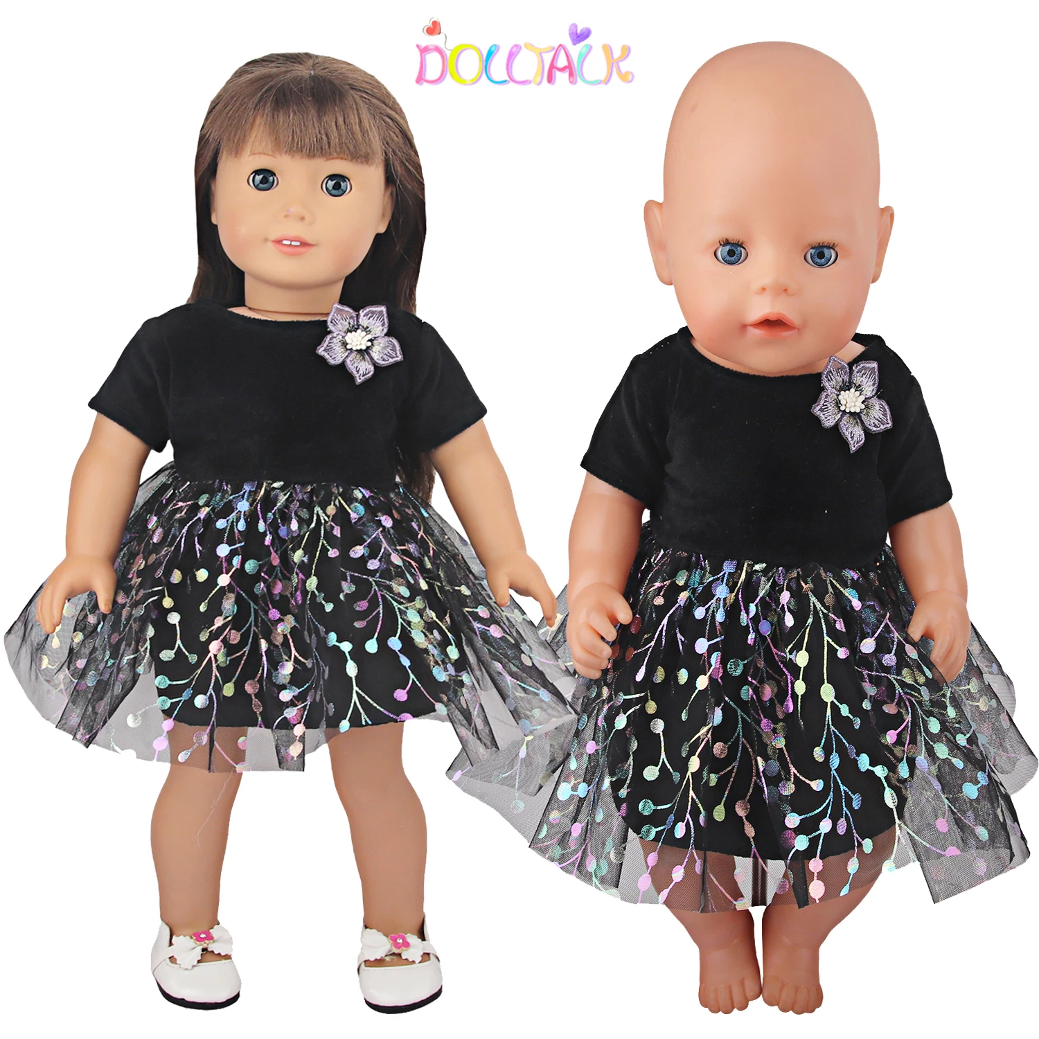 Black Doll Mesh Skirt,Dress, Princess Skirt,Prom Skirt Clothes For American 18 Inch& OG,43 cm Baby New Born Girl Doll Toy