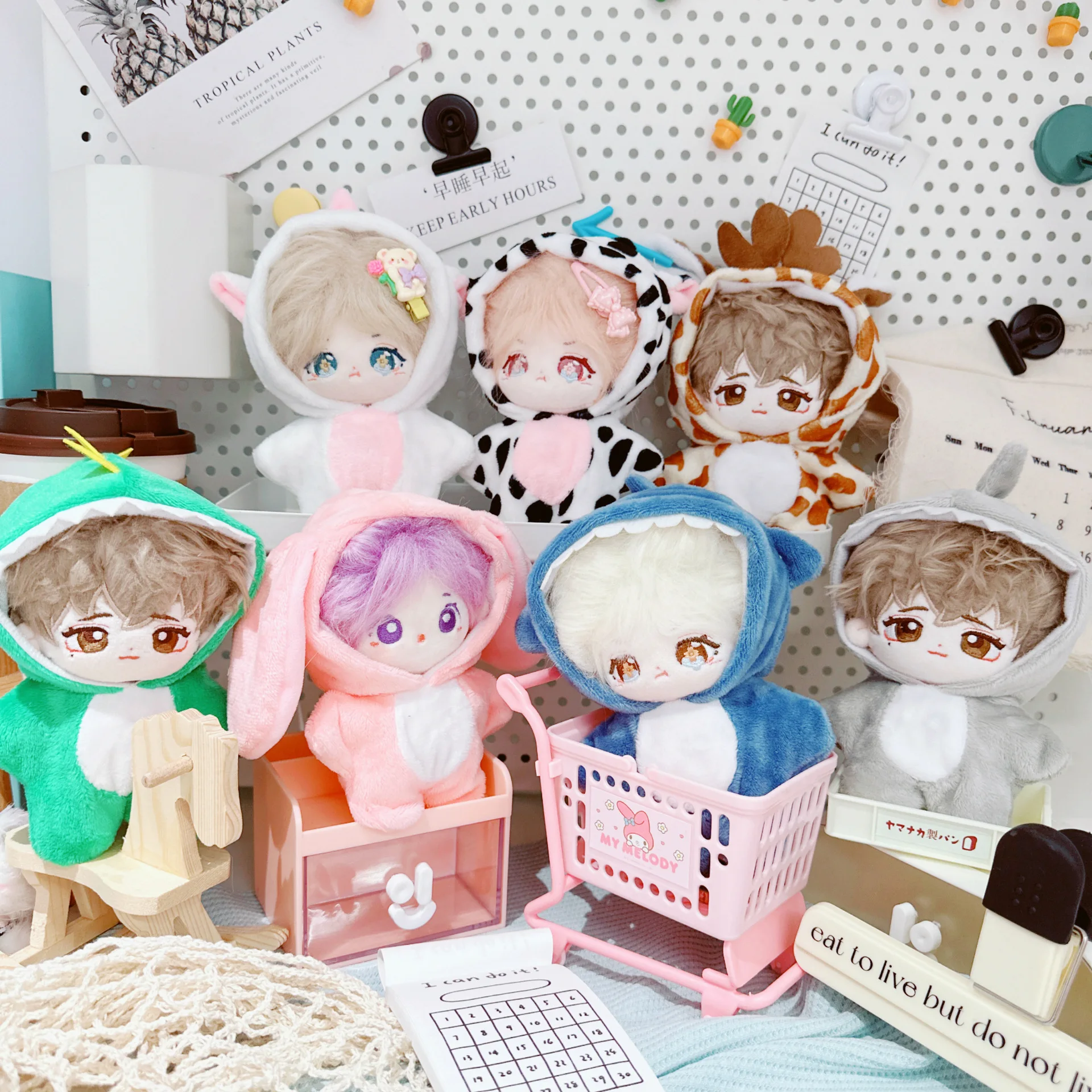 10cm Cute Animals Unicorn Bunny Shark Coat Suit Mini Idol Soft Cotton Doll DIY Clothes Accessory for Girls Fans Collection Gifts