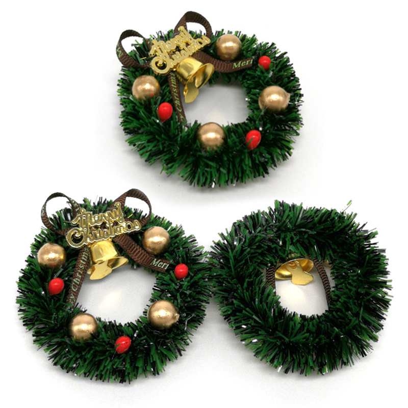 1 Pcs 6CM Miniature Wreath Doll House Christmas Tree Wall Decoration Accessories