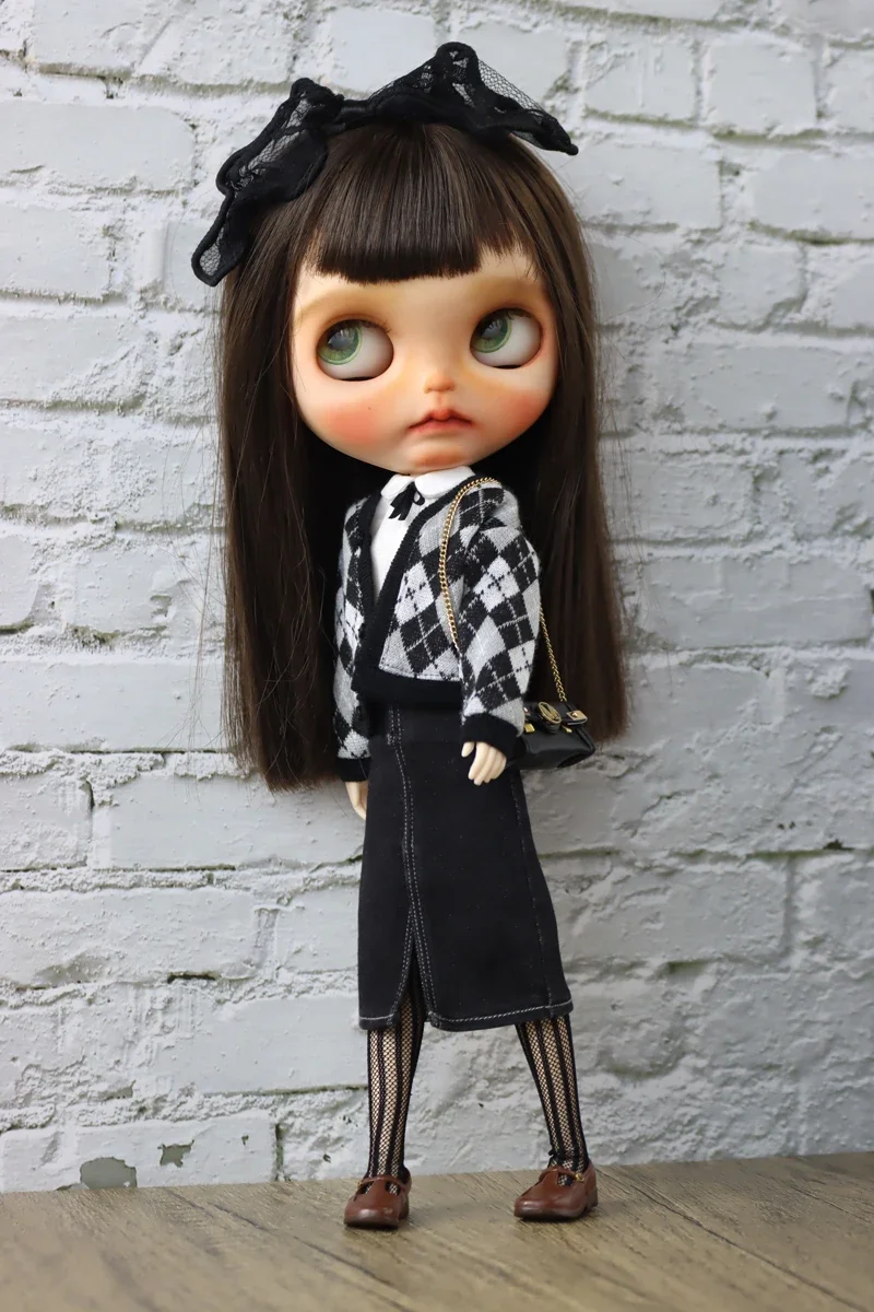 Fit for Blythe Doll Clothes Fur Coat Skirt for Ob24 Ob22 Azone Doll Winter Outfit Stocking
