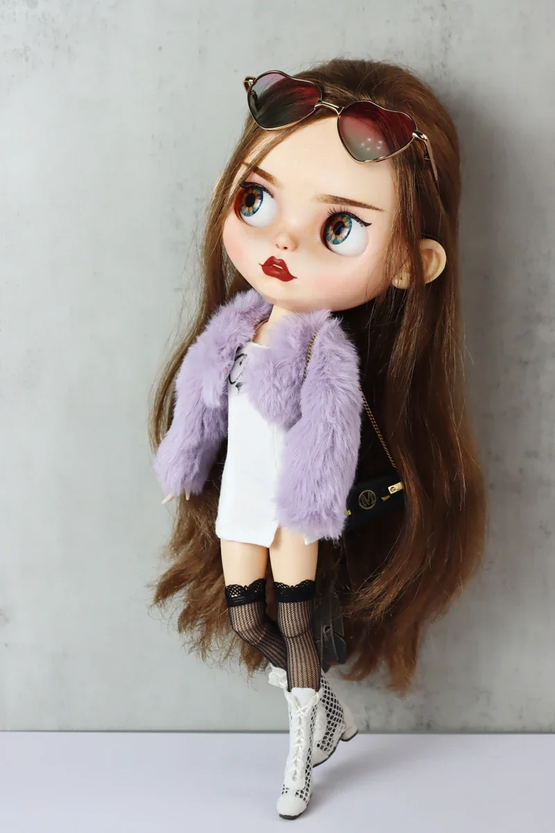 Fit for Blythe Doll Clothes Fur Coat Skirt for Ob24 Ob22 Azone Doll Winter Outfit Stocking