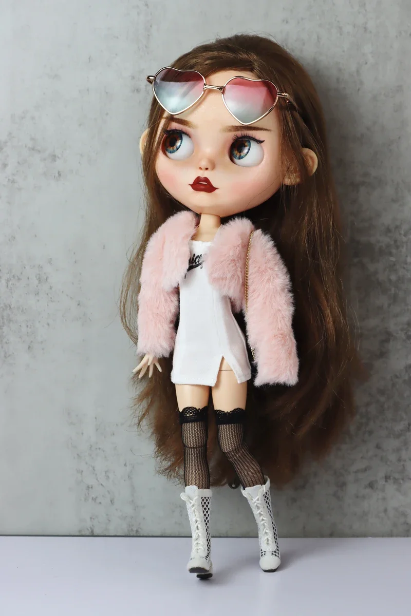 Fit for Blythe Doll Clothes Fur Coat Skirt for Ob24 Ob22 Azone Doll Winter Outfit Stocking