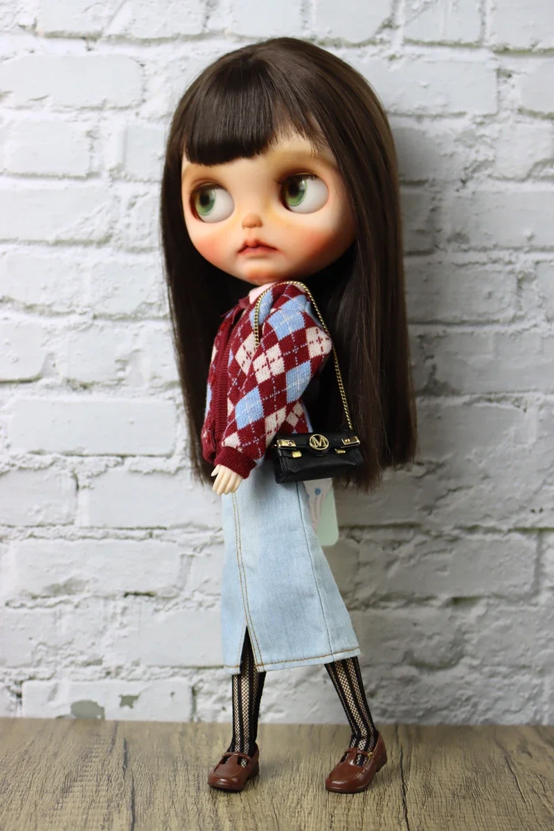 Fit for Blythe Doll Clothes Fur Coat Skirt for Ob24 Ob22 Azone Doll Winter Outfit Stocking