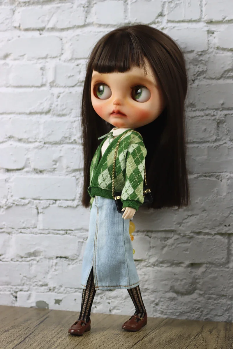 Fit for Blythe Doll Clothes Fur Coat Skirt for Ob24 Ob22 Azone Doll Winter Outfit Stocking
