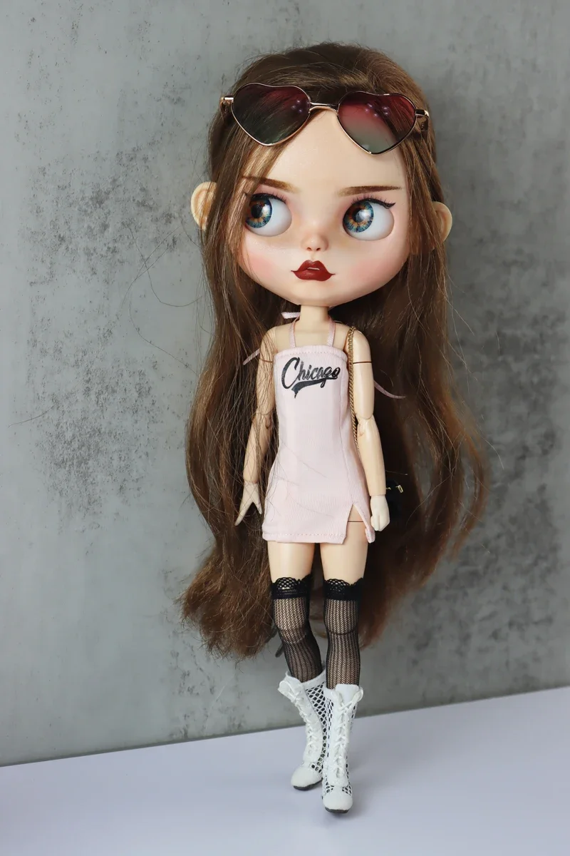 Fit for Blythe Doll Clothes Fur Coat Skirt for Ob24 Ob22 Azone Doll Winter Outfit Stocking