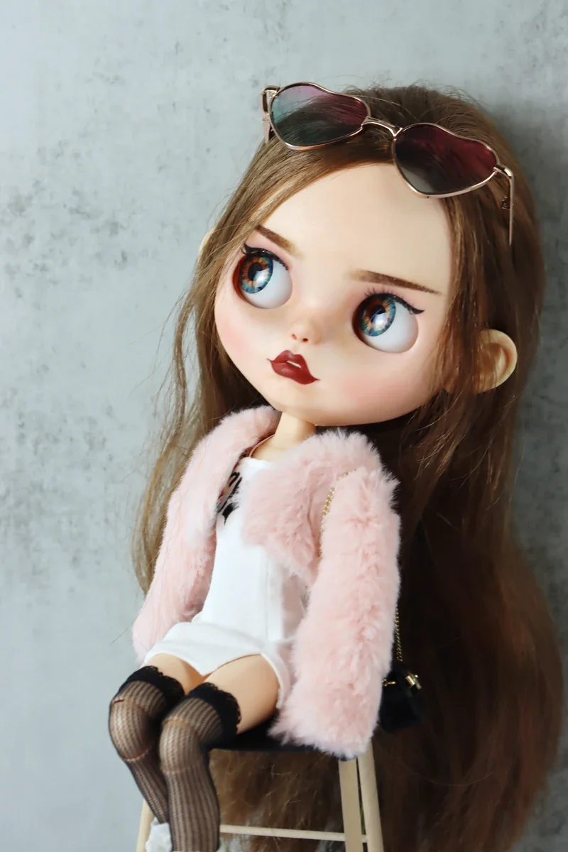Fit for Blythe Doll Clothes Fur Coat Skirt for Ob24 Ob22 Azone Doll Winter Outfit Stocking