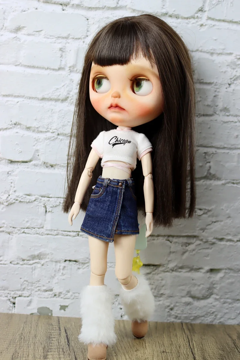 Fit for Blythe Doll Clothes Fur Coat Skirt for Ob24 Ob22 Azone Doll Winter Outfit Stocking