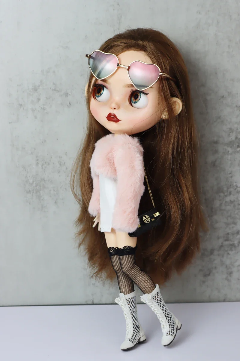 Fit for Blythe Doll Clothes Fur Coat Skirt for Ob24 Ob22 Azone Doll Winter Outfit Stocking