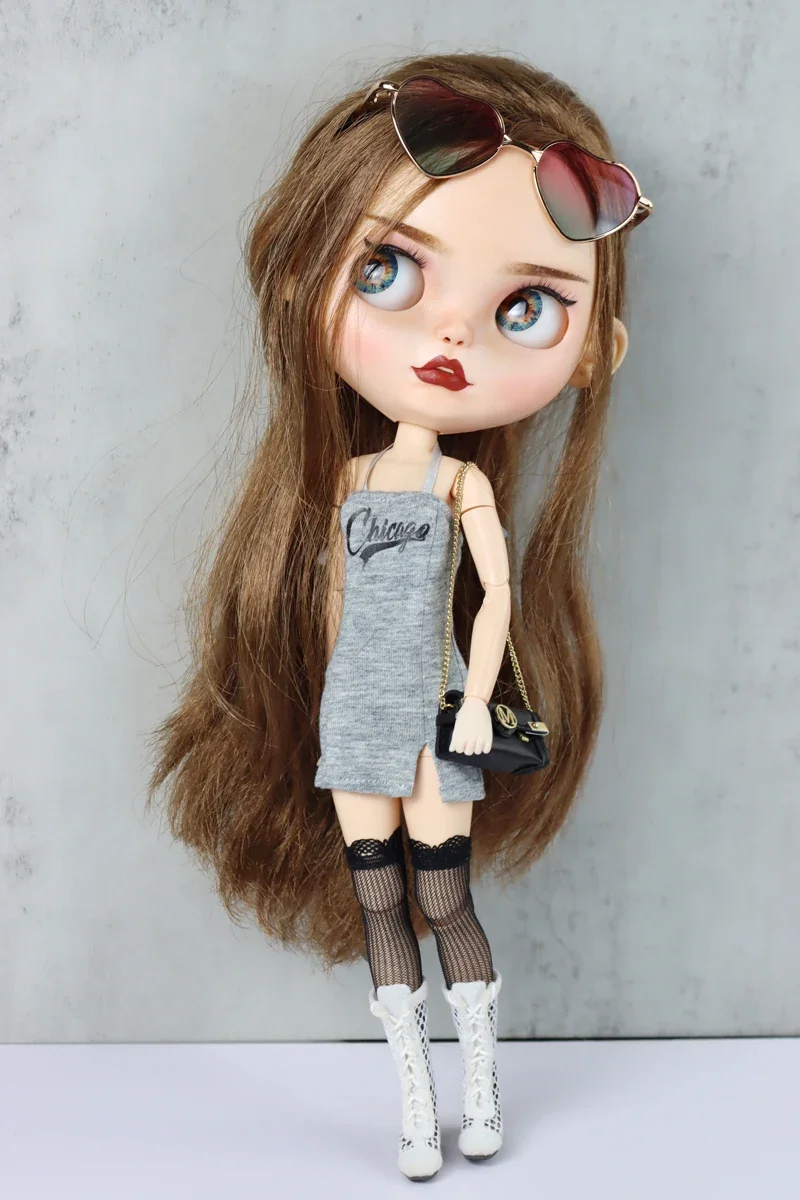 Fit for Blythe Doll Clothes Fur Coat Skirt for Ob24 Ob22 Azone Doll Winter Outfit Stocking