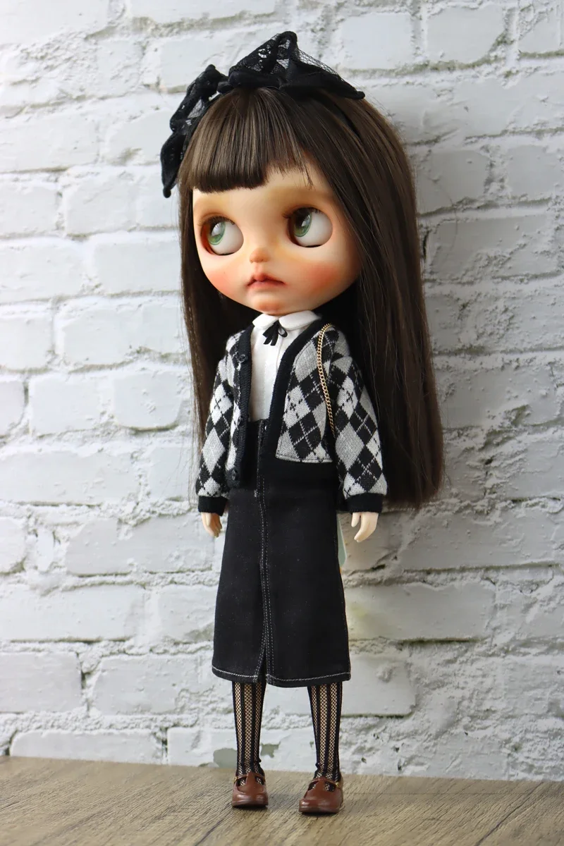 Fit for Blythe Doll Clothes Fur Coat Skirt for Ob24 Ob22 Azone Doll Winter Outfit Stocking