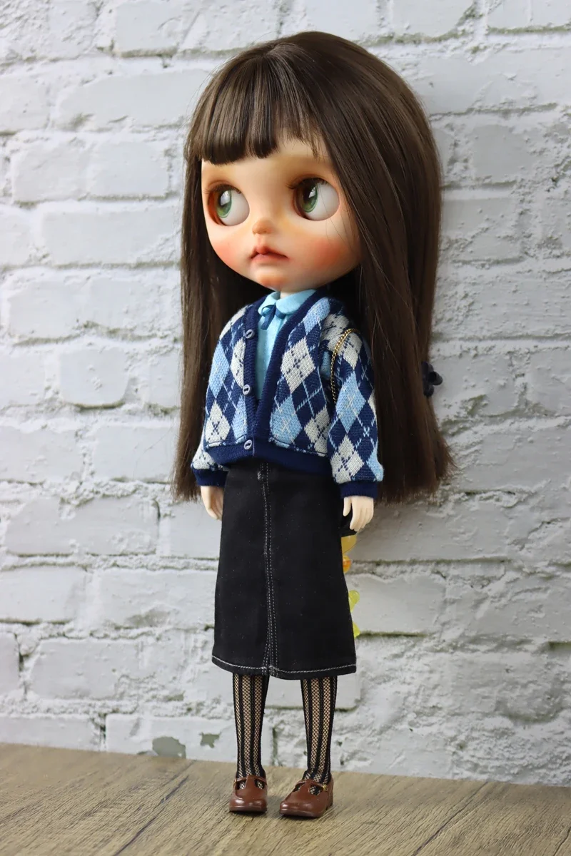 Fit for Blythe Doll Clothes Fur Coat Skirt for Ob24 Ob22 Azone Doll Winter Outfit Stocking