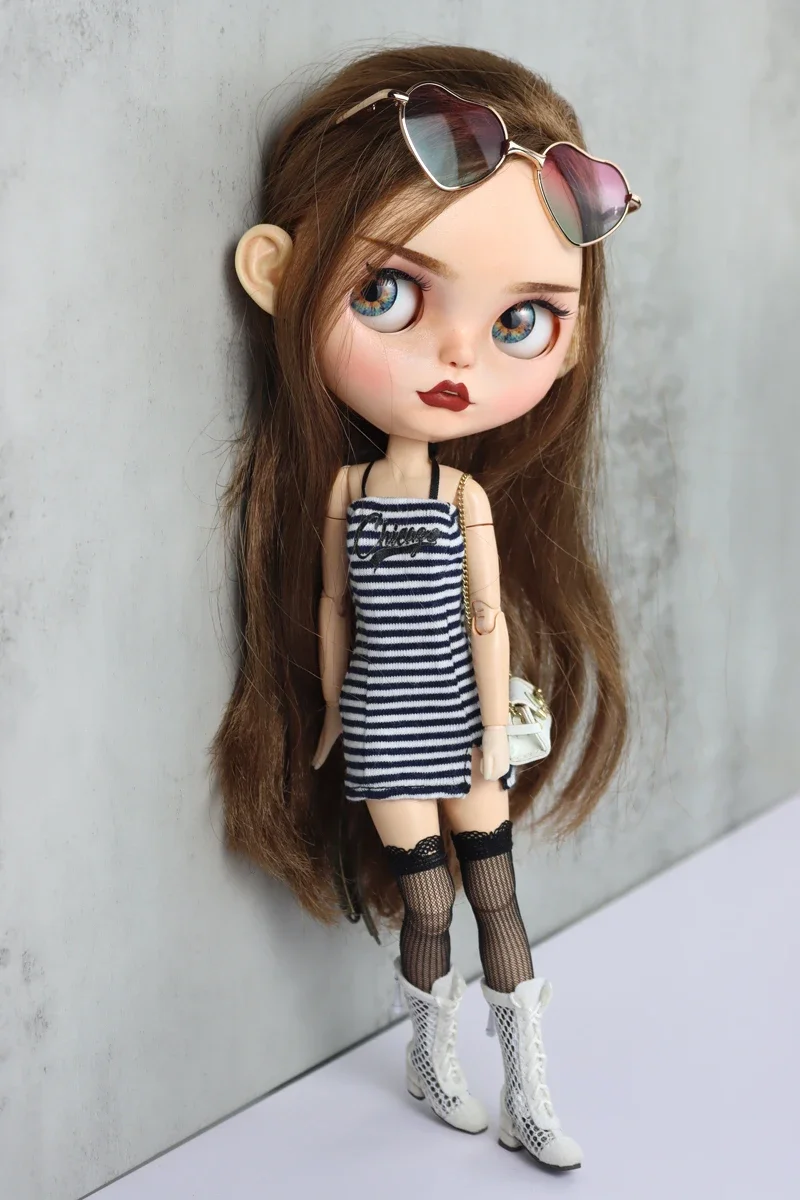 Fit for Blythe Doll Clothes Fur Coat Skirt for Ob24 Ob22 Azone Doll Winter Outfit Stocking