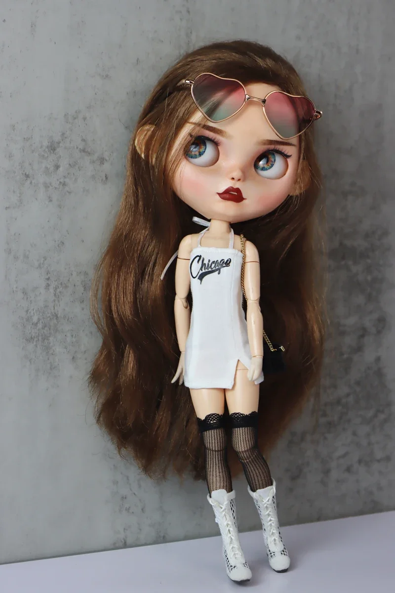 Fit for Blythe Doll Clothes Fur Coat Skirt for Ob24 Ob22 Azone Doll Winter Outfit Stocking