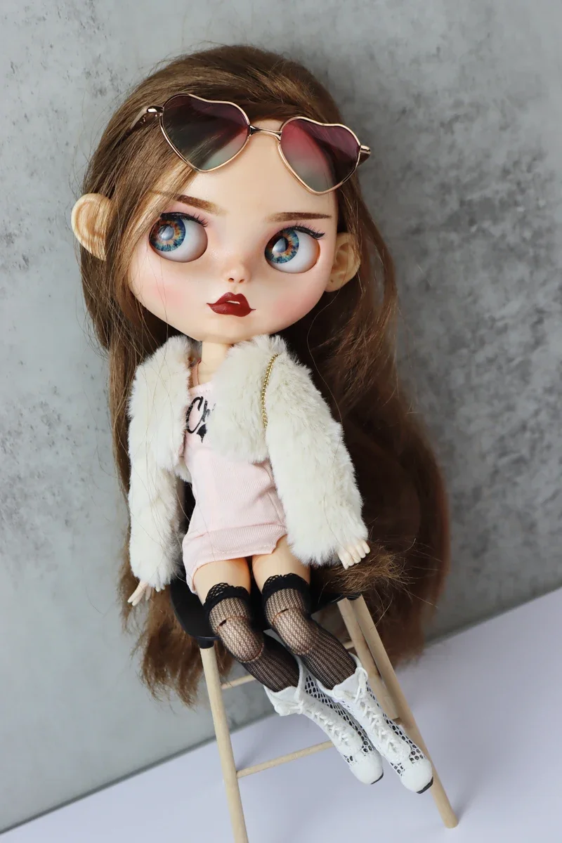 Fit for Blythe Doll Clothes Fur Coat Skirt for Ob24 Ob22 Azone Doll Winter Outfit Stocking