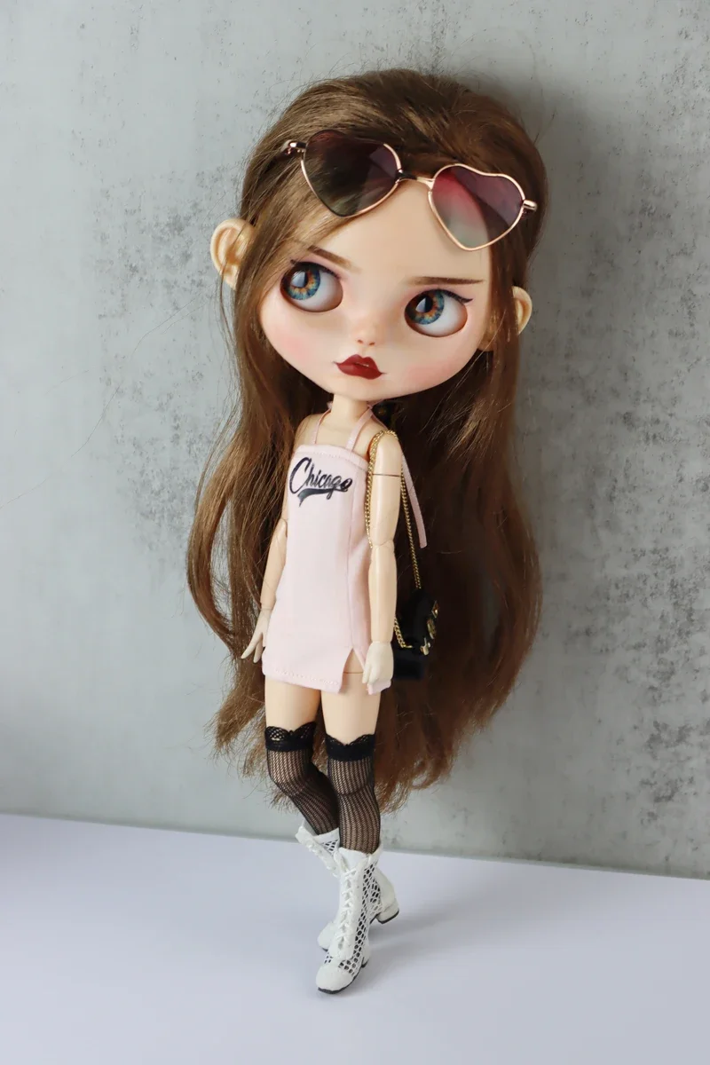 Fit for Blythe Doll Clothes Fur Coat Skirt for Ob24 Ob22 Azone Doll Winter Outfit Stocking
