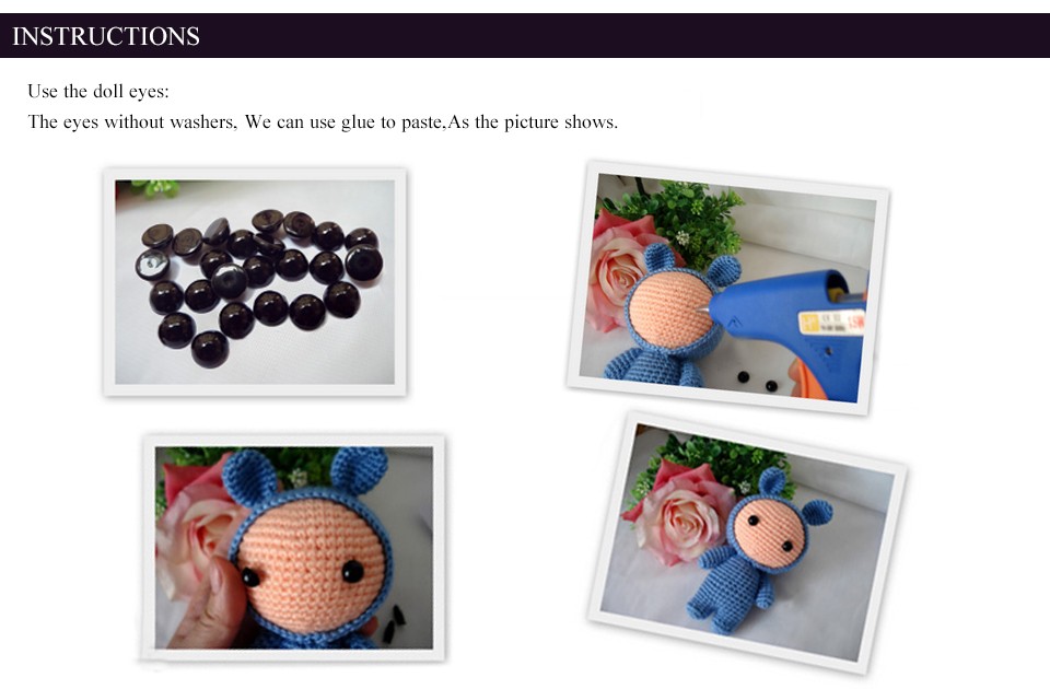 Wholesale Black Eyes Flat Back 4mm/5mm/6mm/8mm/10mm/12mm Animal Plastic Eyes Craft Teddy Bear Eyes For Amigurumi Crochet Doll
